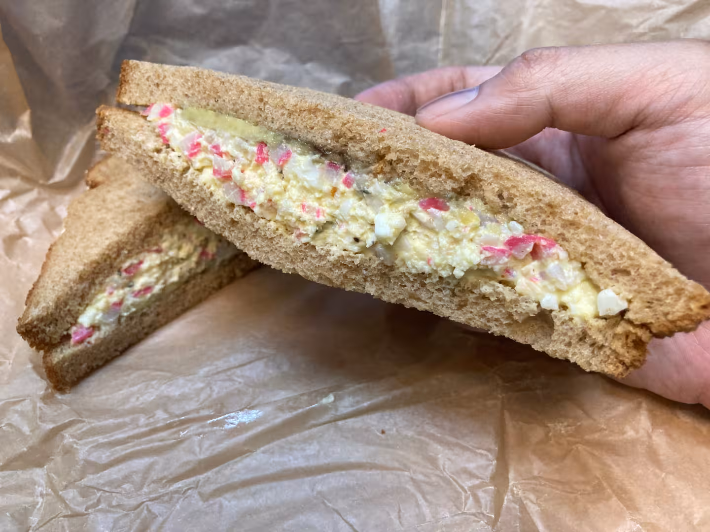 Kamaboko and Egg Salad Sandwich